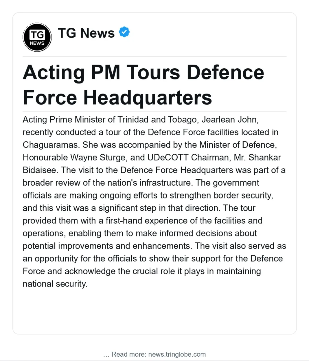 Acting PM Tours Defence Force Headquarters