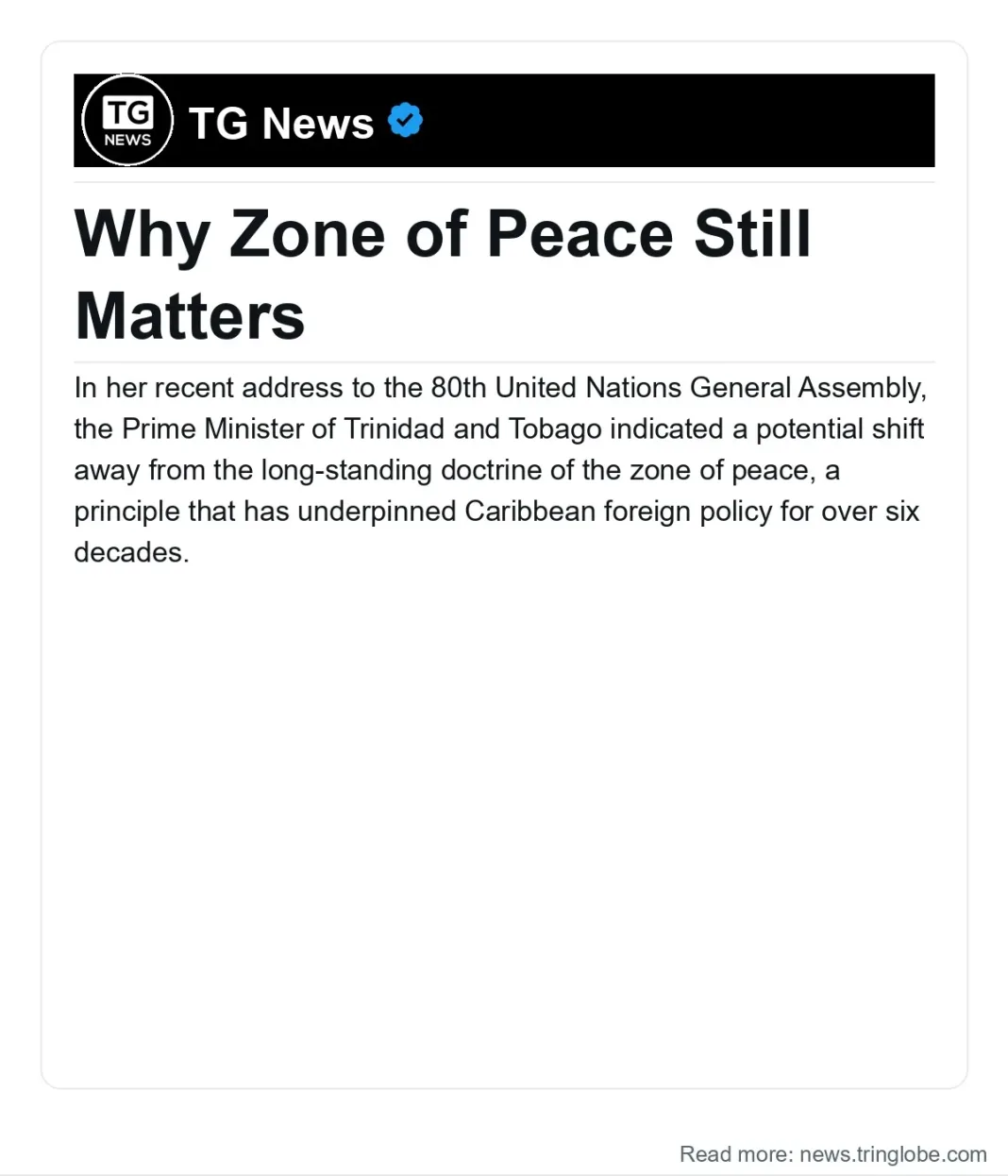 Trinidad and Tobago: Why Zone of Peace Still Matters
