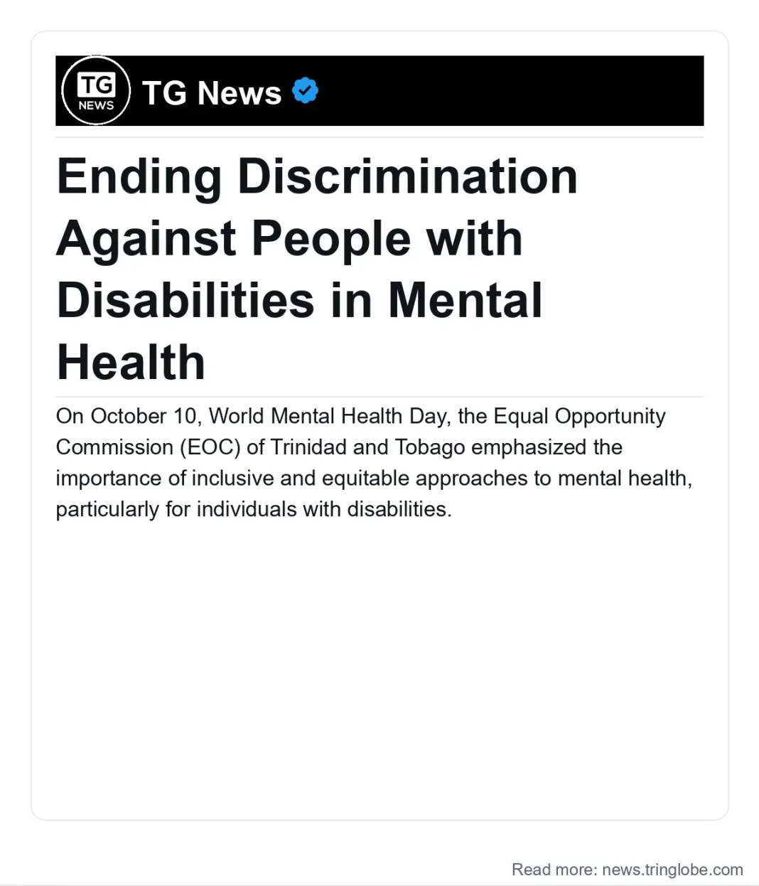 Trinidad and Tobago: Ending Discrimination Against People with Disabilities in Mental Health