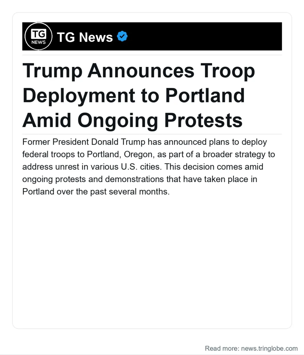 Guyana: Trump Announces Troop Deployment to Portland Amid Ongoing Protests