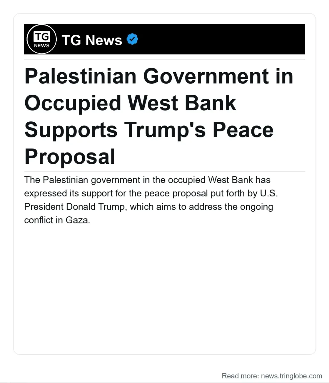 Trinidad and Tobago: Palestinian Government in Occupied West Bank Supports Trump’s Peace Proposal