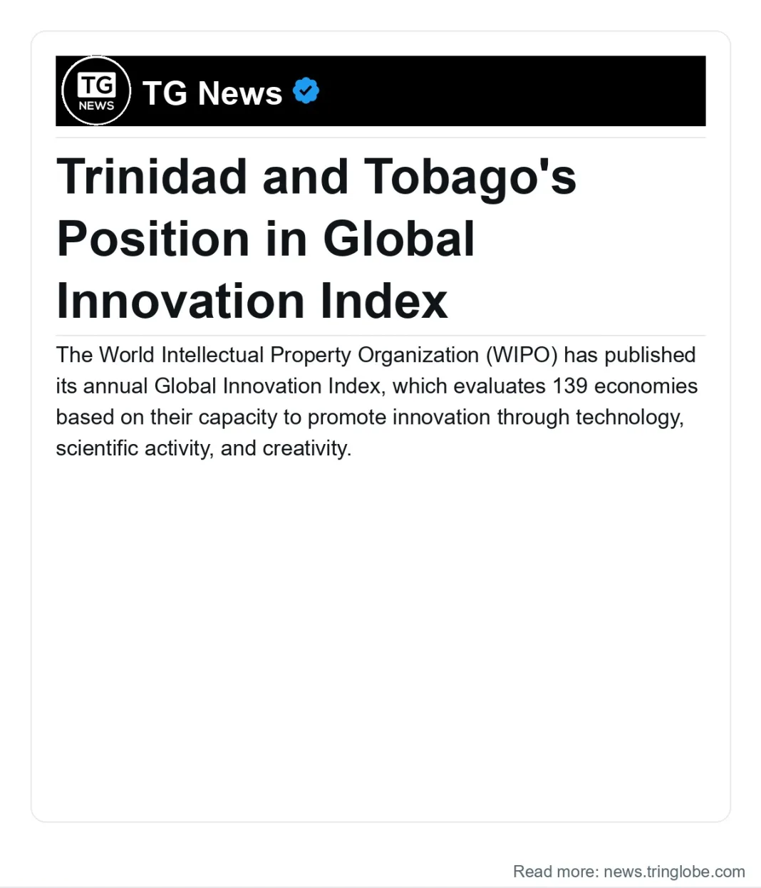 Trinidad and Tobago: Trinidad and Tobago’s Position in Global Innovation Index