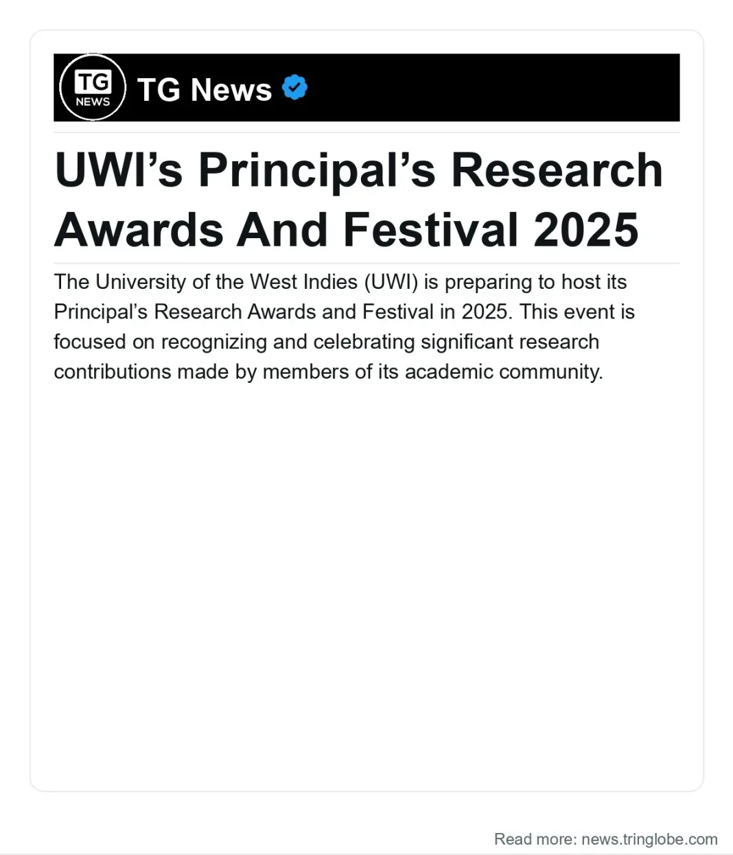 Trinidad and Tobago: UWI’s Principal’s Research Awards And Festival 2025
