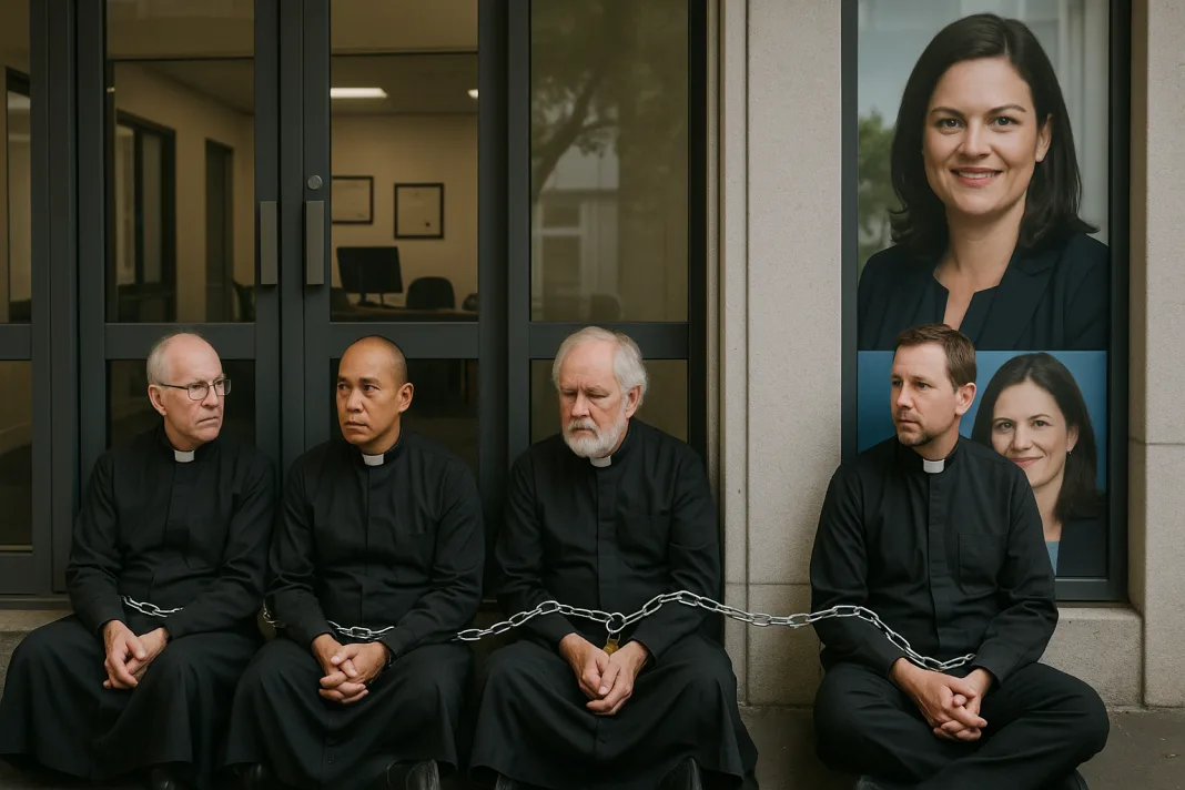 New Zealand: Priests Chain Themselves to Nicola Willis’ Office, Plan to Stay Overnight