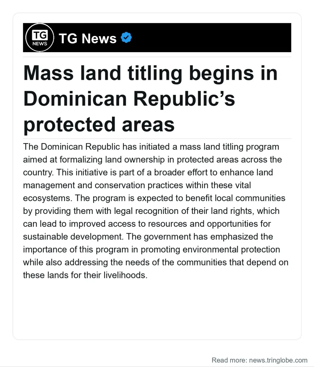 Dominican Republic: Mass land titling begins in Dominican Republic’s protected areas