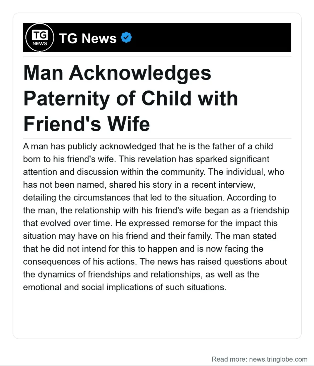 Jamaica: Man Acknowledges Paternity of Child with Friend’s Wife