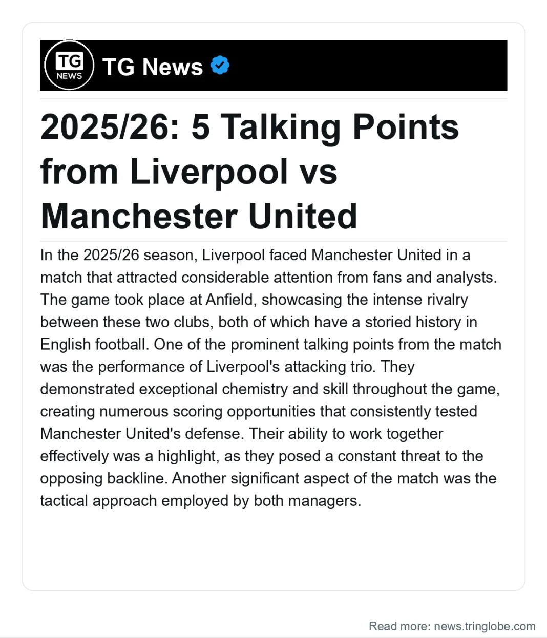 Nigeria: 2025/26: 5 Talking Points from Liverpool vs Manchester United