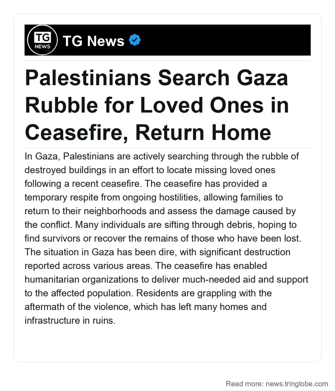 Guyana: Palestinians Search Gaza Rubble for Loved Ones in Ceasefire, Return Home