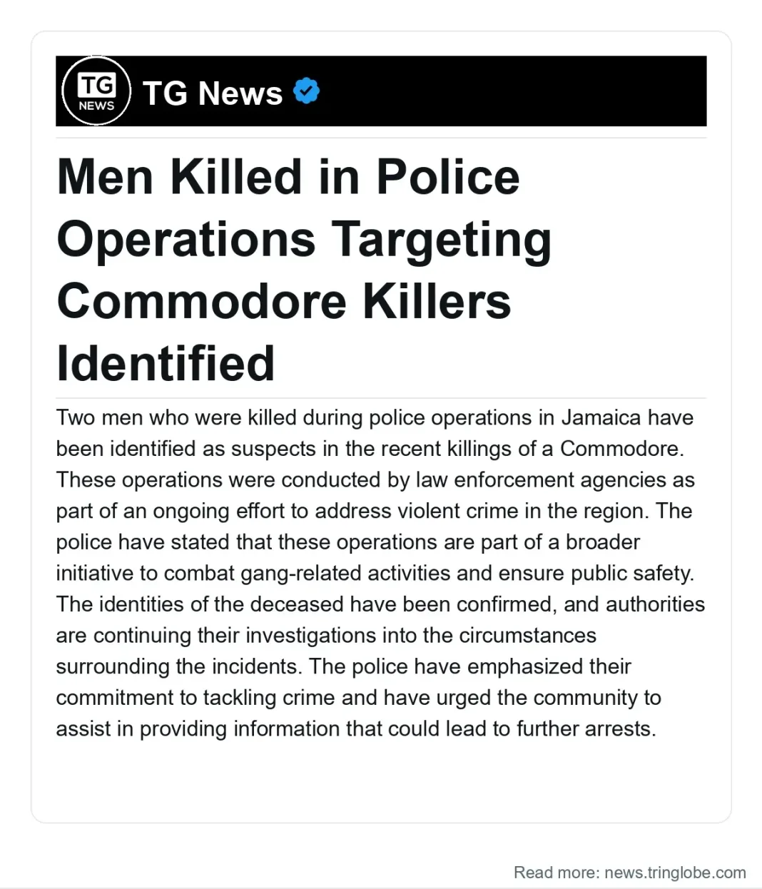 Jamaica: Men Killed in Police Operations Targeting Commodore Killers Identified