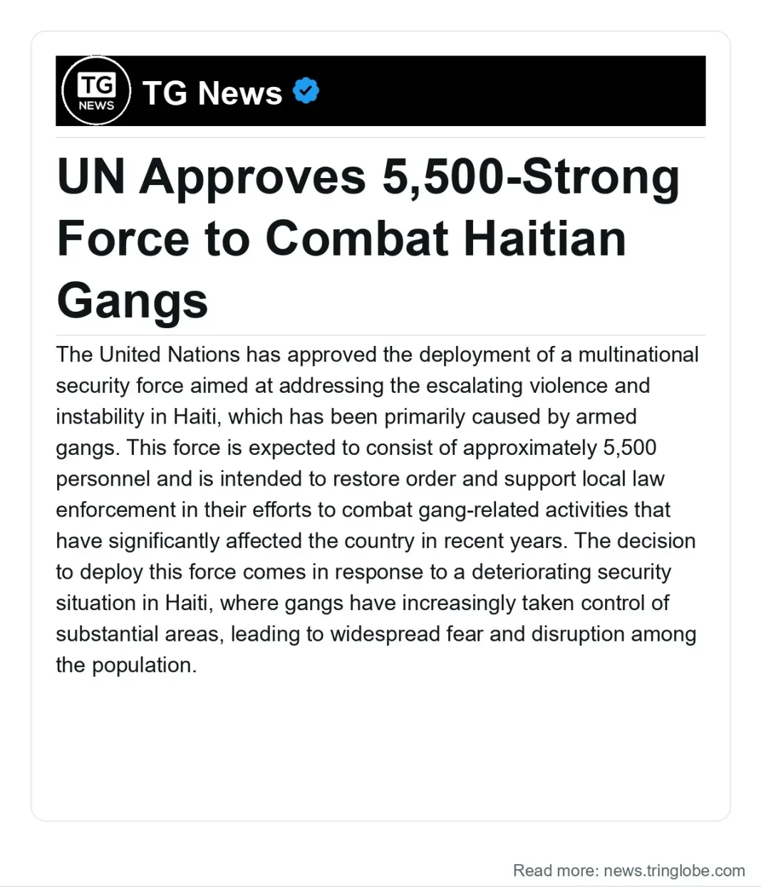 Dominican Republic: UN Approves 5,500-Strong Force to Combat Haitian Gangs