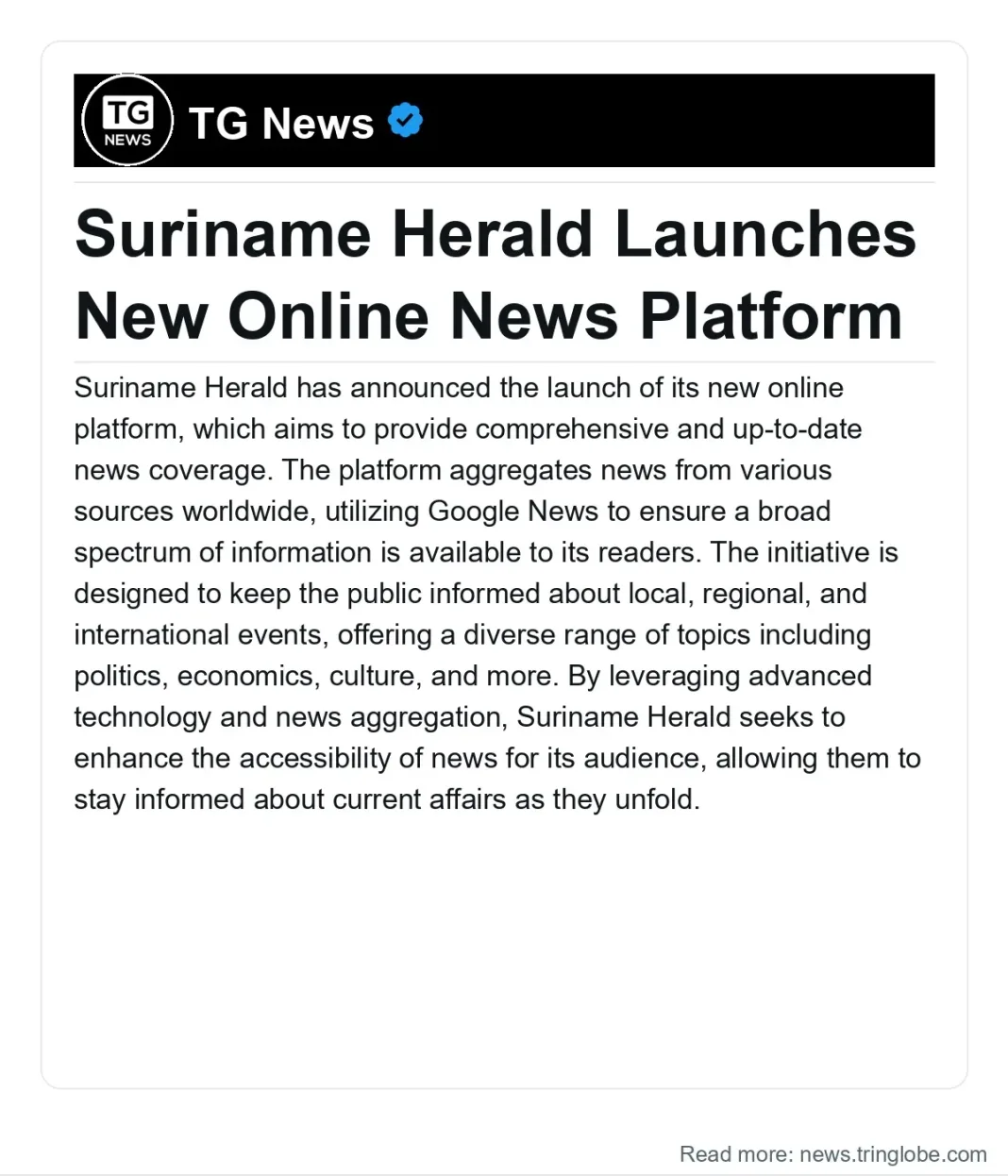 Suriname: Suriname Herald Launches New Online News Platform