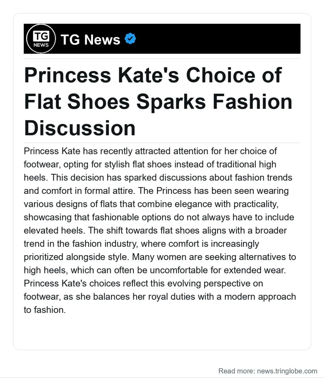 United Kingdom: Princess Kate’s Choice of Flat Shoes Sparks Fashion Discussion