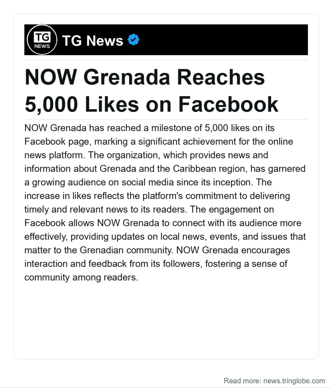 Grenada: NOW Grenada Reaches 5,000 Likes on Facebook