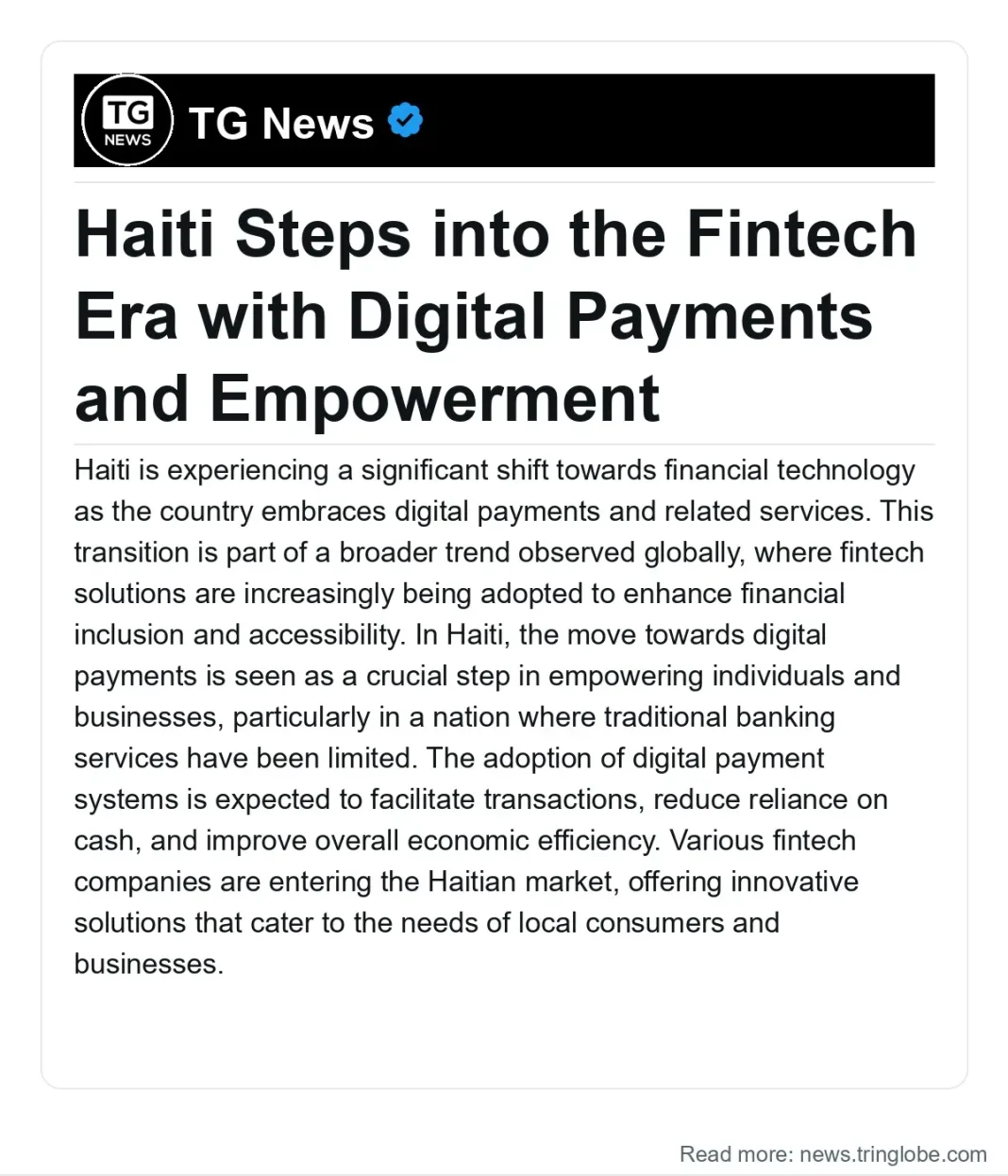 Haiti: Haiti Steps into the Fintech Era with Digital Payments and Empowerment