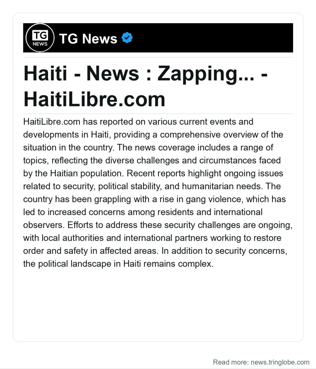 Haiti: Haiti – News : Zapping… – HaitiLibre.com