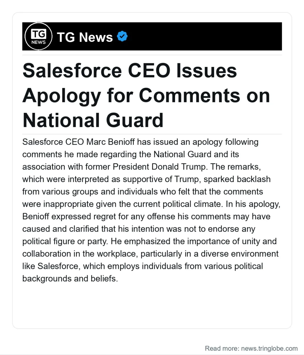 Honduras: Salesforce CEO Issues Apology for Comments on National Guard