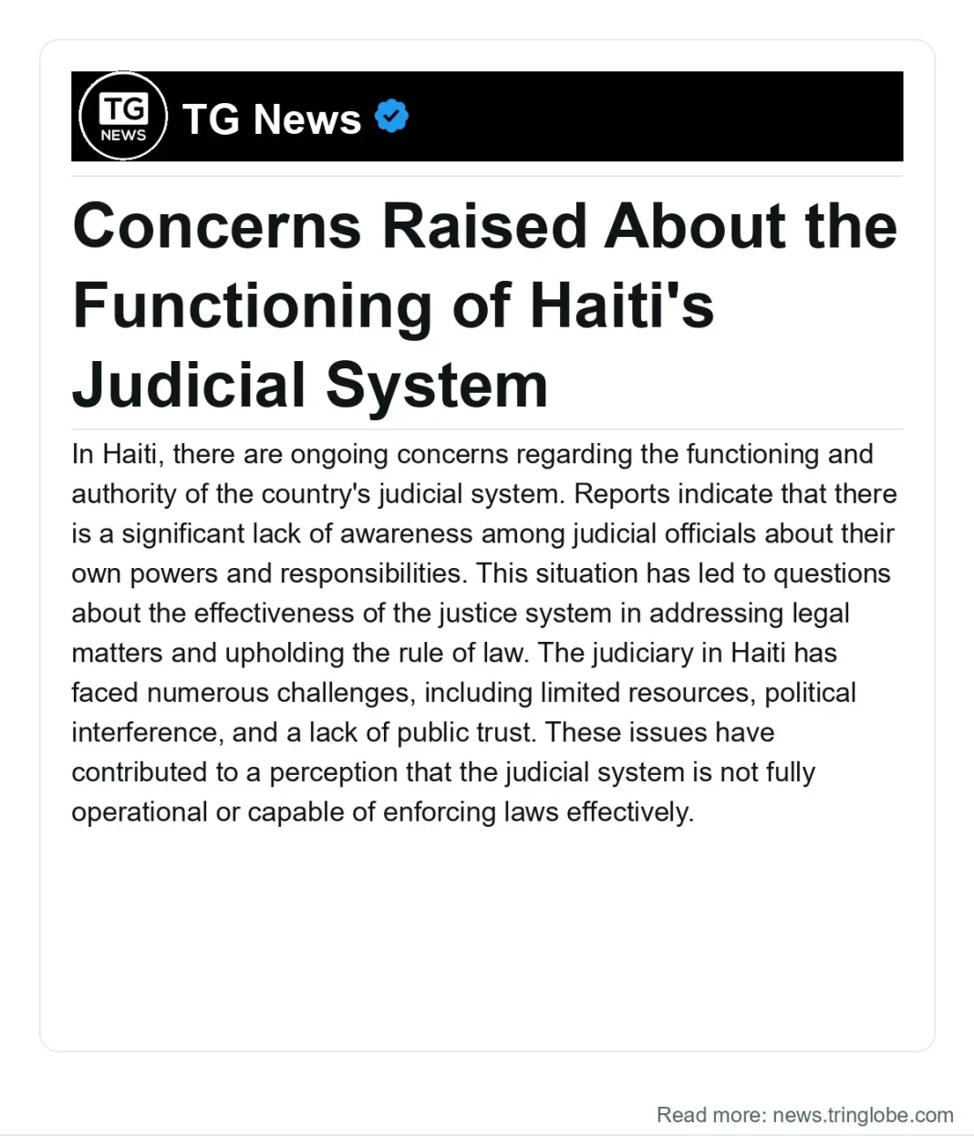 Haiti: Concerns Raised About the Functioning of Haiti’s Judicial System