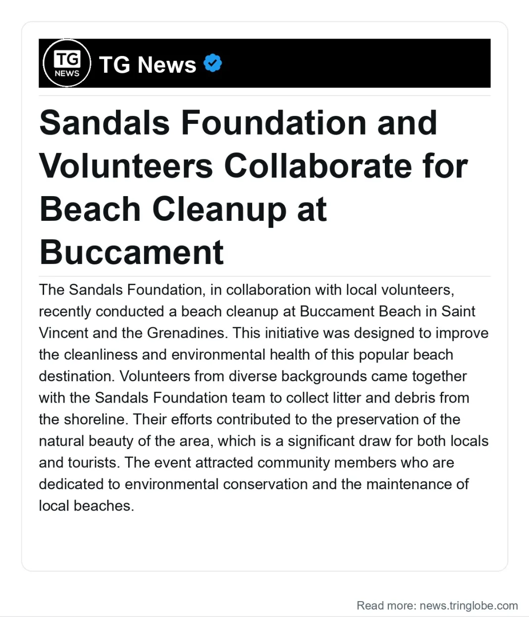 Saint Vincent and the Grenadines: Sandals Foundation and Volunteers Collaborate for Beach Cleanup at Buccament