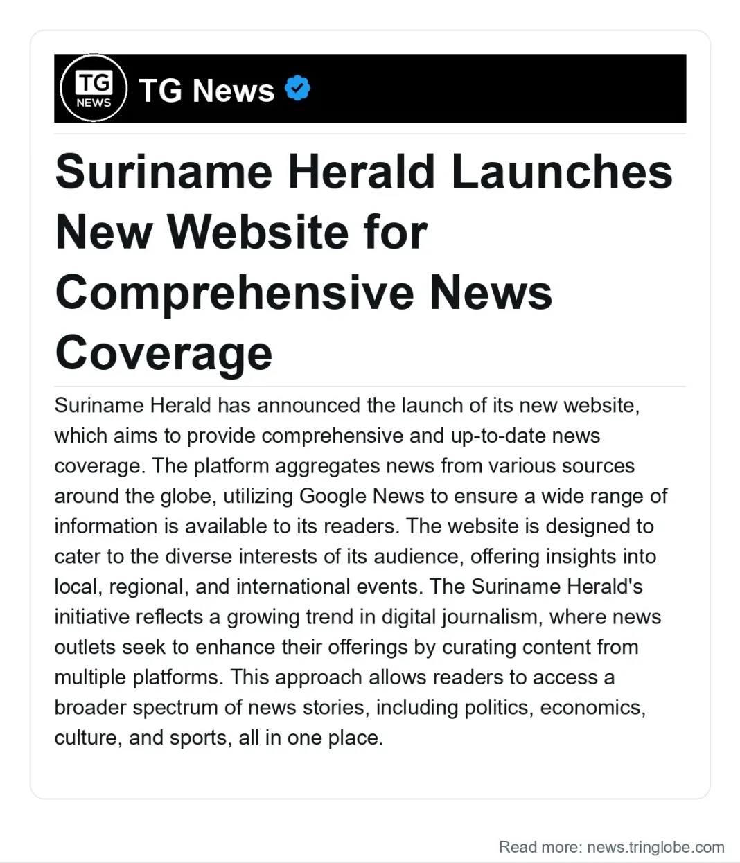 Suriname: Suriname Herald Launches New Website for Comprehensive News Coverage