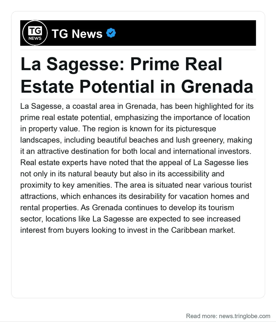 Grenada: La Sagesse: Prime Real Estate Potential in Grenada