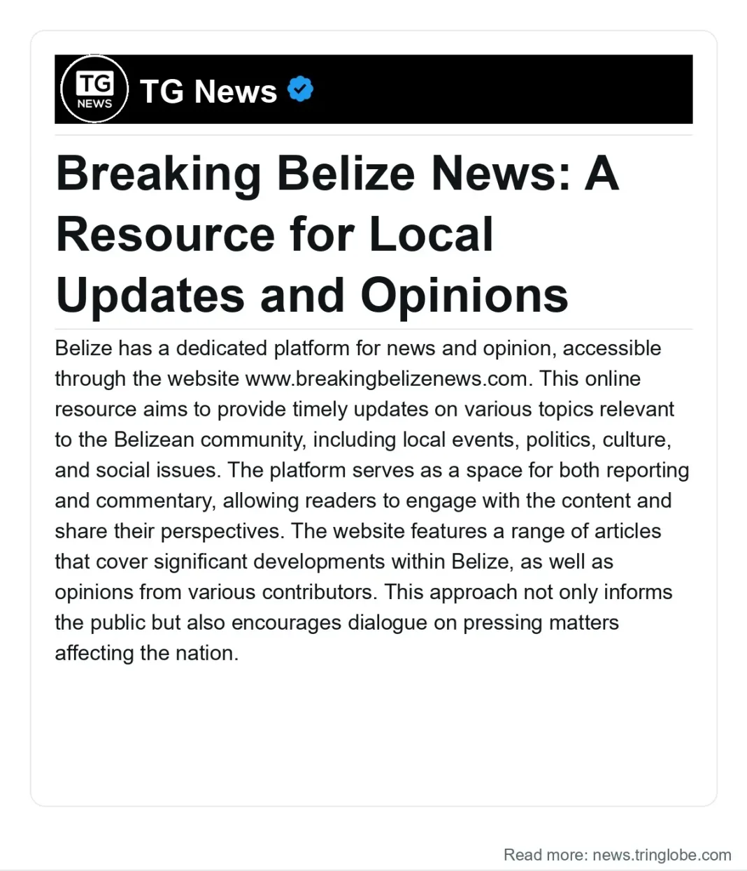 Belize: Breaking Belize News: A Resource for Local Updates and Opinions