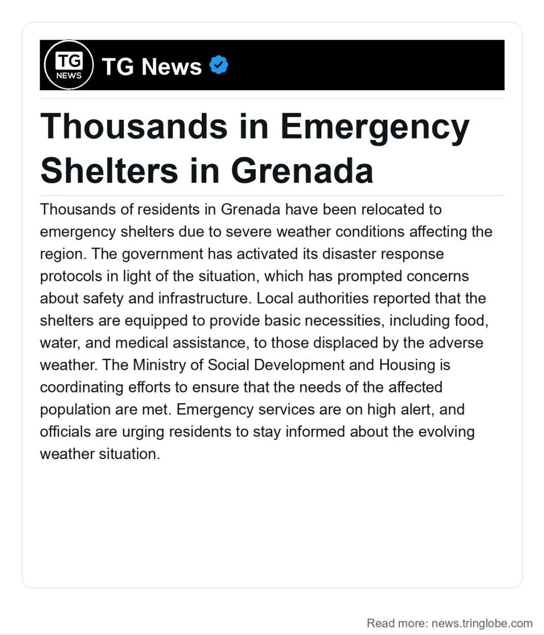 Grenada: Thousands in Emergency Shelters in Grenada