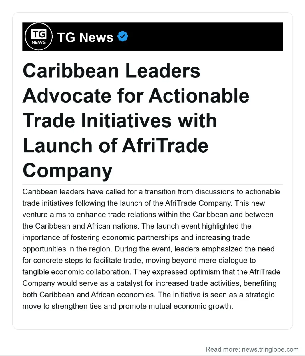 Guyana: Caribbean Leaders Advocate for Actionable Trade Initiatives with Launch of AfriTrade Company