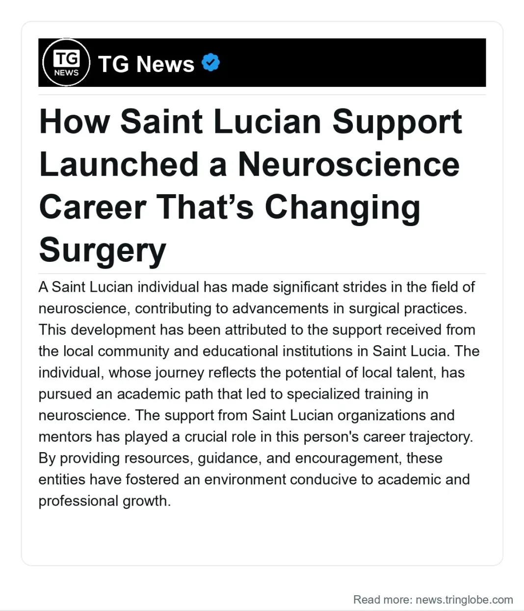 Saint Lucia: How Saint Lucian Support Launched a Neuroscience Career That’s Changing Surgery