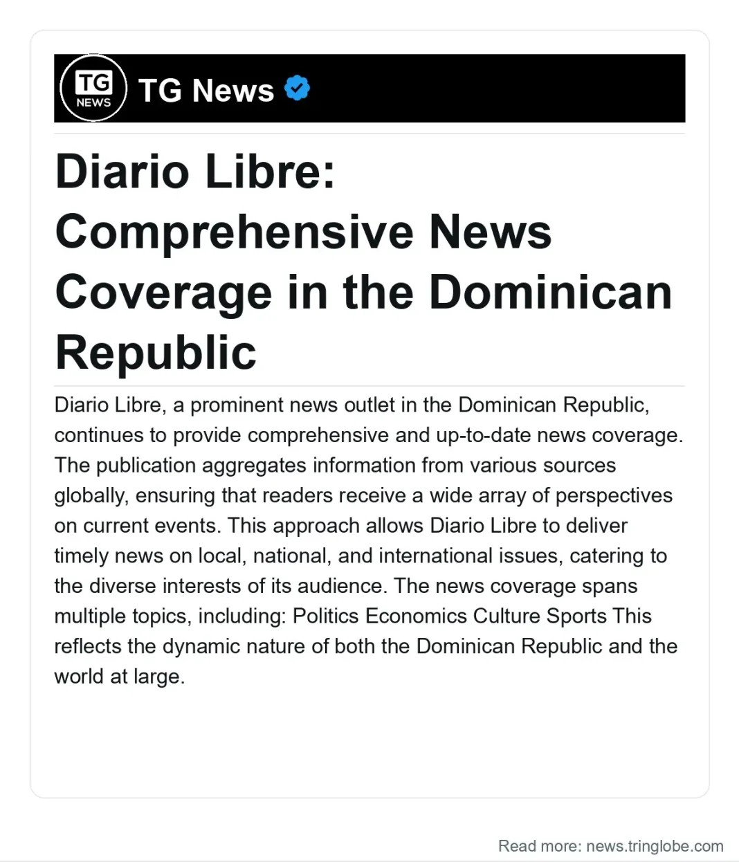 Dominican Republic: Diario Libre: Comprehensive News Coverage in the Dominican Republic