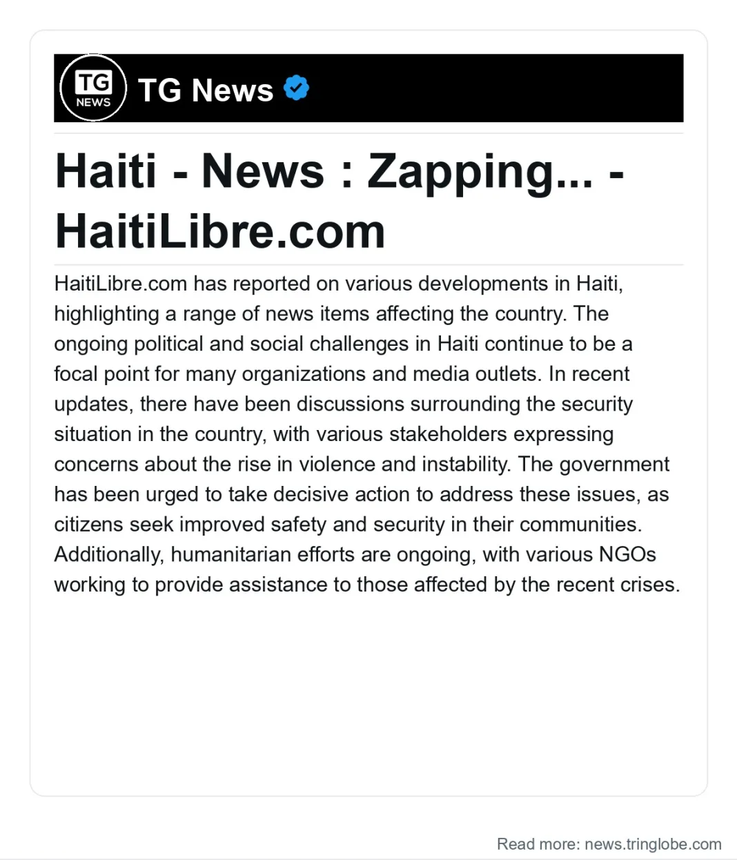 Haiti: Haiti – News : Zapping… – HaitiLibre.com