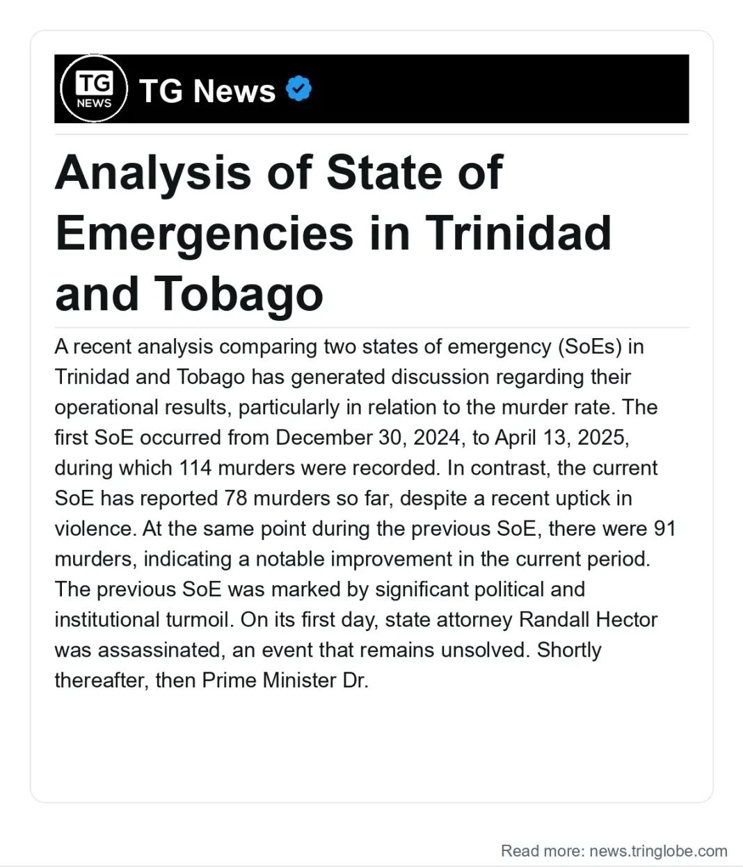 Trinidad and Tobago: Analysis of State of Emergencies in Trinidad and Tobago