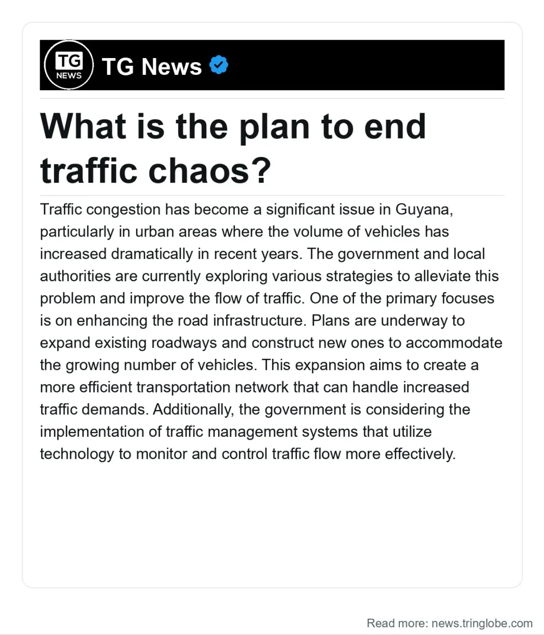 Guyana: What is the plan to end traffic chaos?