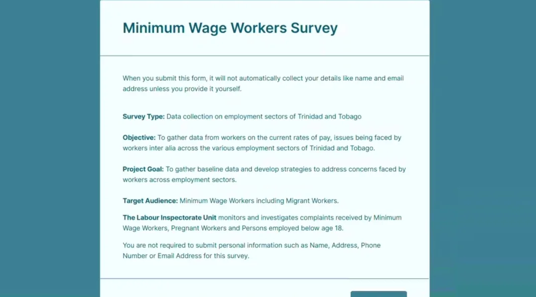 Ministry Surveys Minimum Wage Workers in Trinidad