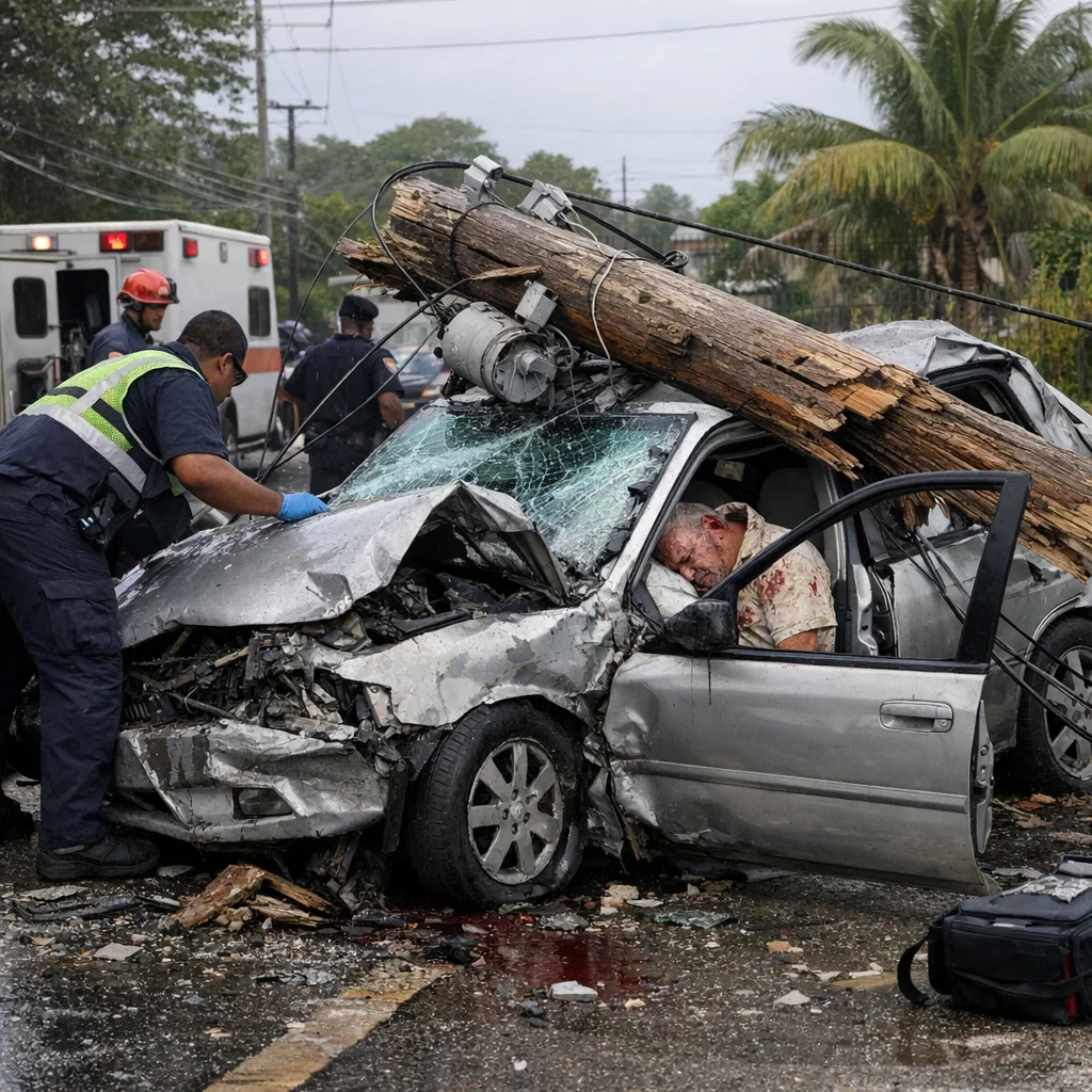 Elderly Driver Critical After Crash Into Utility Pole