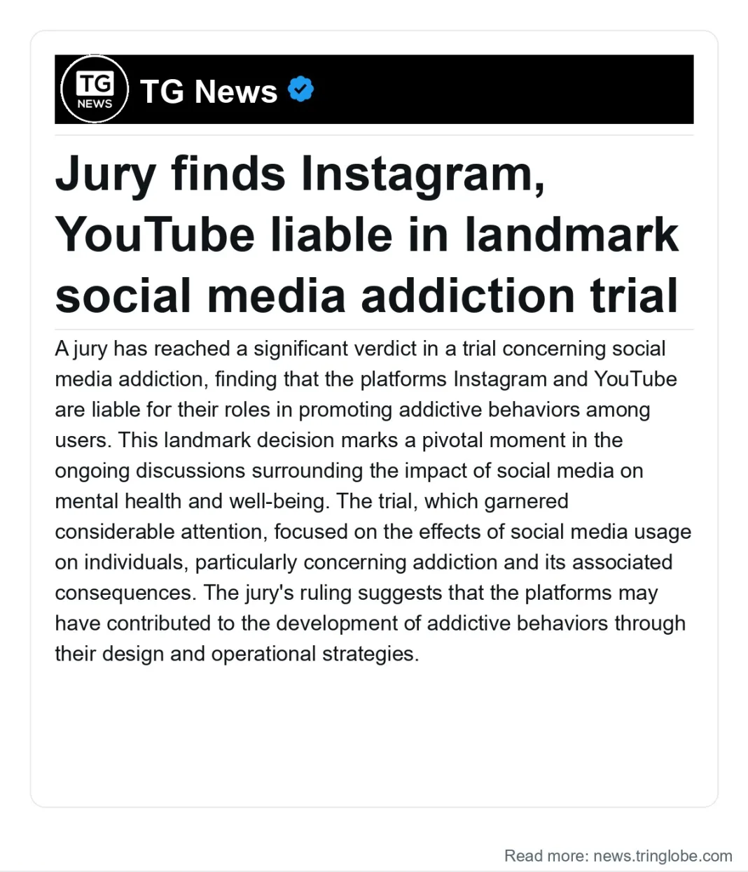 Trinidad and Tobago: Jury finds Instagram, YouTube liable in landmark social media addiction trial