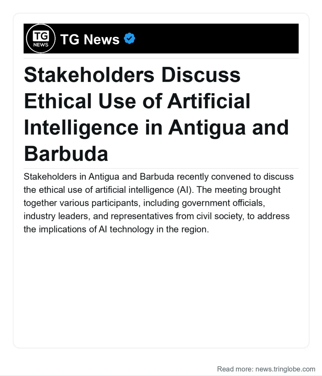 Antigua and Barbuda: Stakeholders Discuss Ethical Use of Artificial Intelligence in Antigua and Barbuda