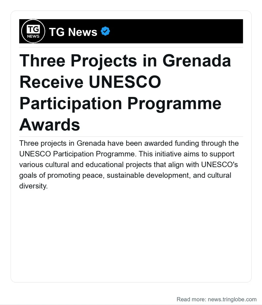 Grenada: Three Projects in Grenada Receive UNESCO Participation Programme Awards