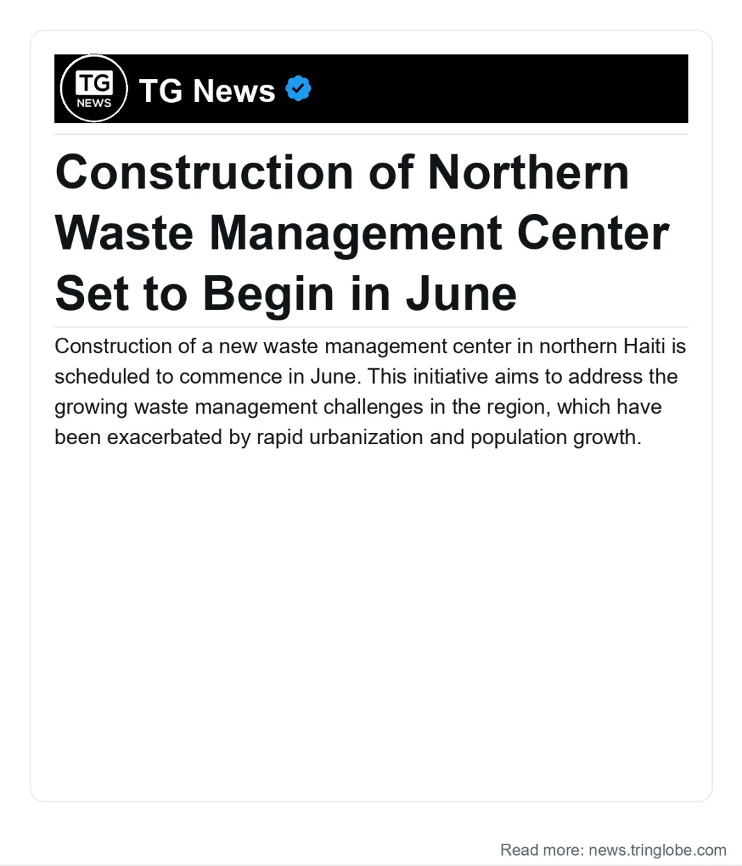 Haiti: Construction of Northern Waste Management Center Set to Begin in June