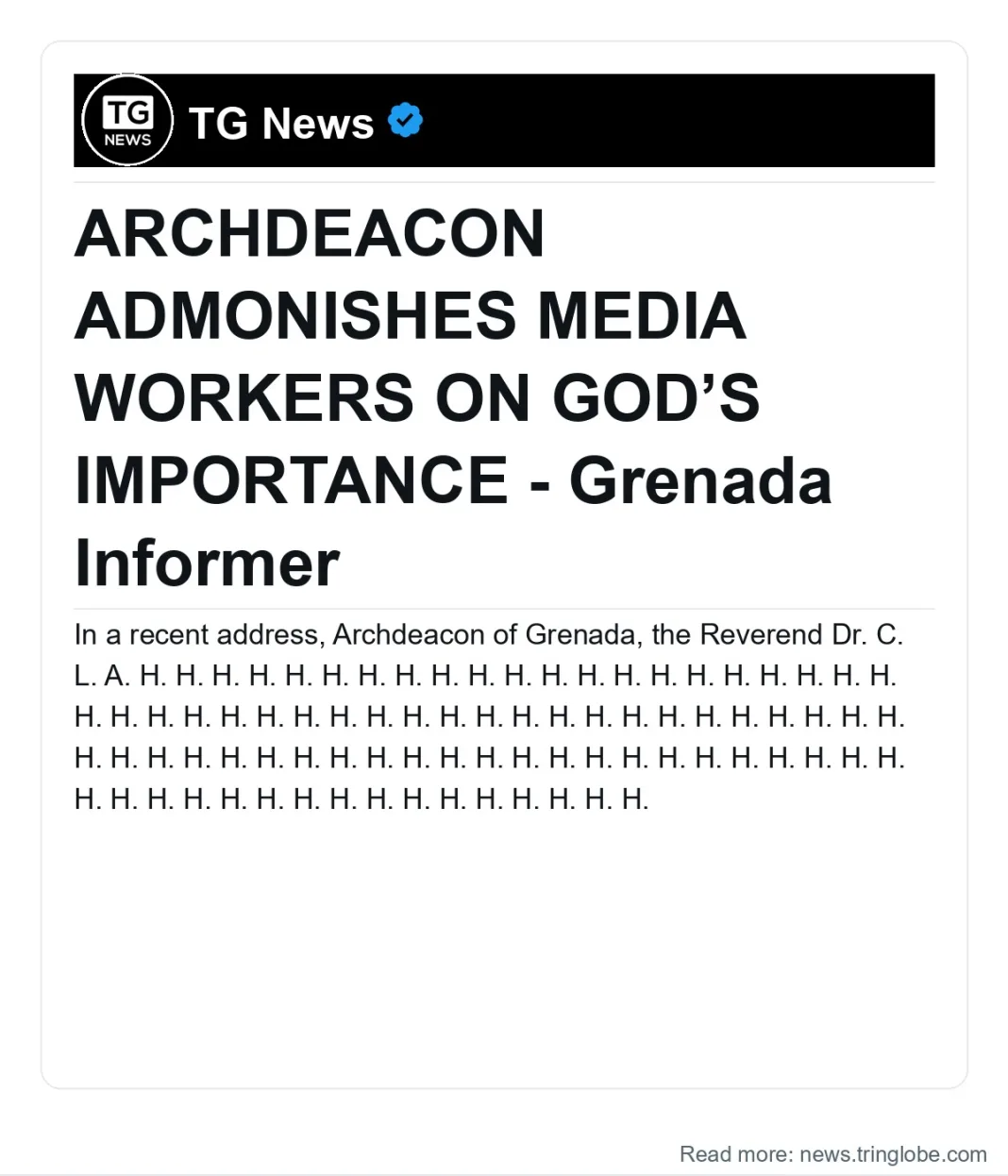 Grenada: ARCHDEACON ADMONISHES MEDIA WORKERS ON GOD’S IMPORTANCE – Grenada Informer