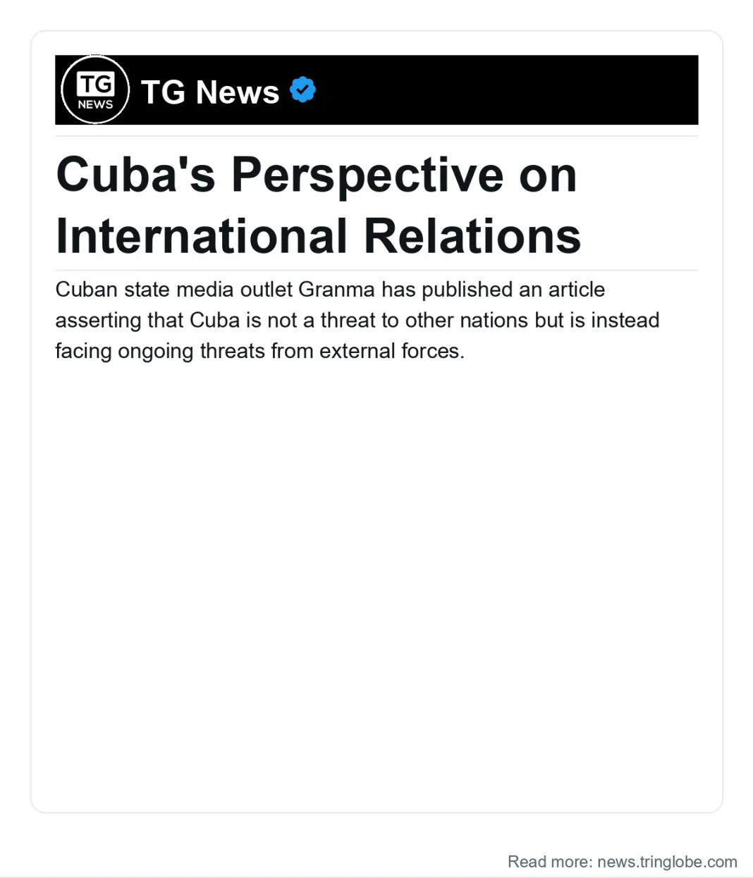Cuba: Cuba’s Perspective on International Relations
