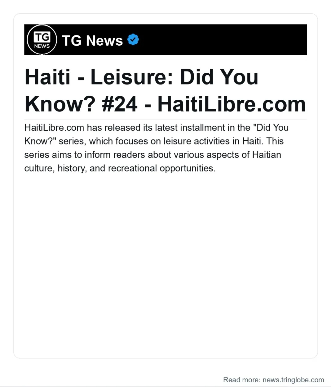 Haiti: Haiti – Leisure: Did You Know? #24 – HaitiLibre.com