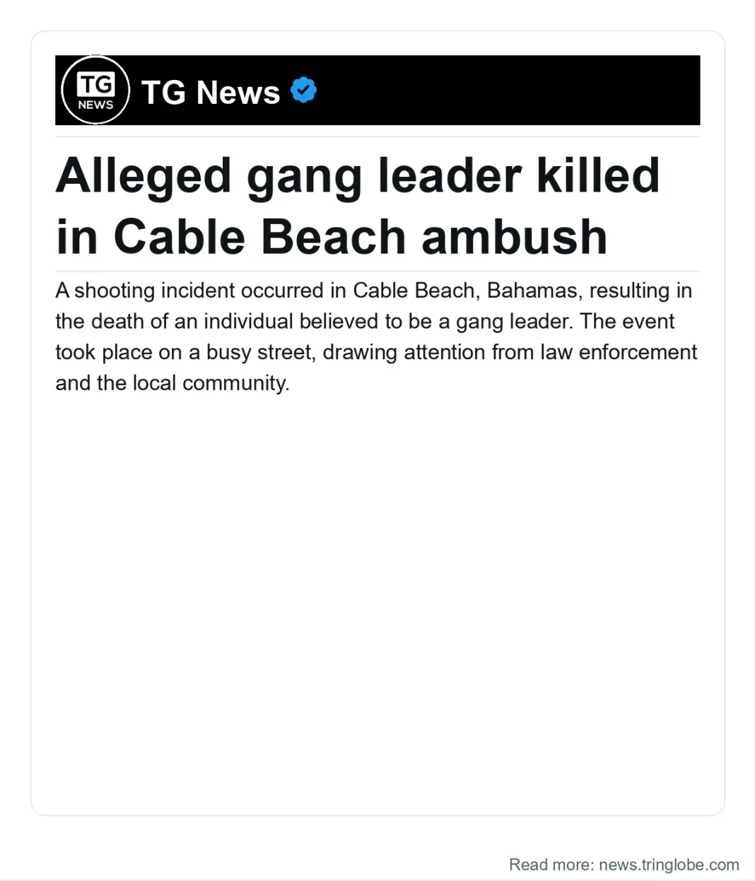 Bahamas: Alleged gang leader killed in Cable Beach ambush