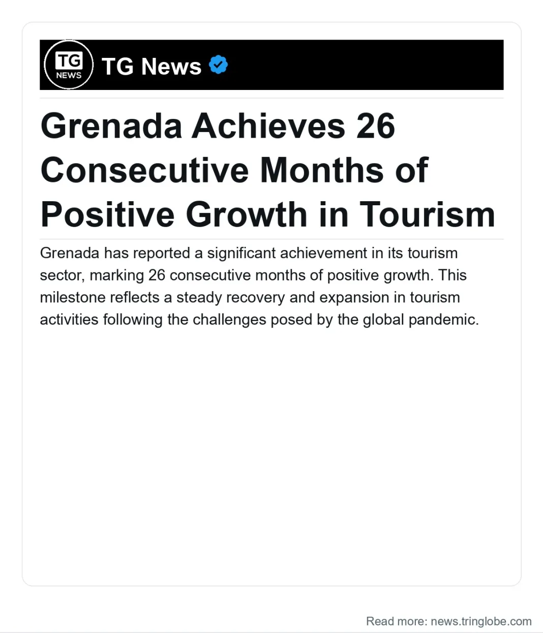 Grenada: Grenada Achieves 26 Consecutive Months of Positive Growth in Tourism