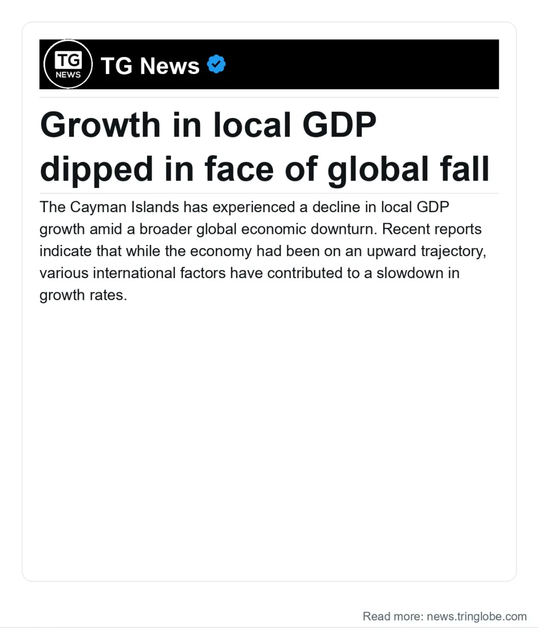 Cayman Islands: Growth in local GDP dipped in face of global fall