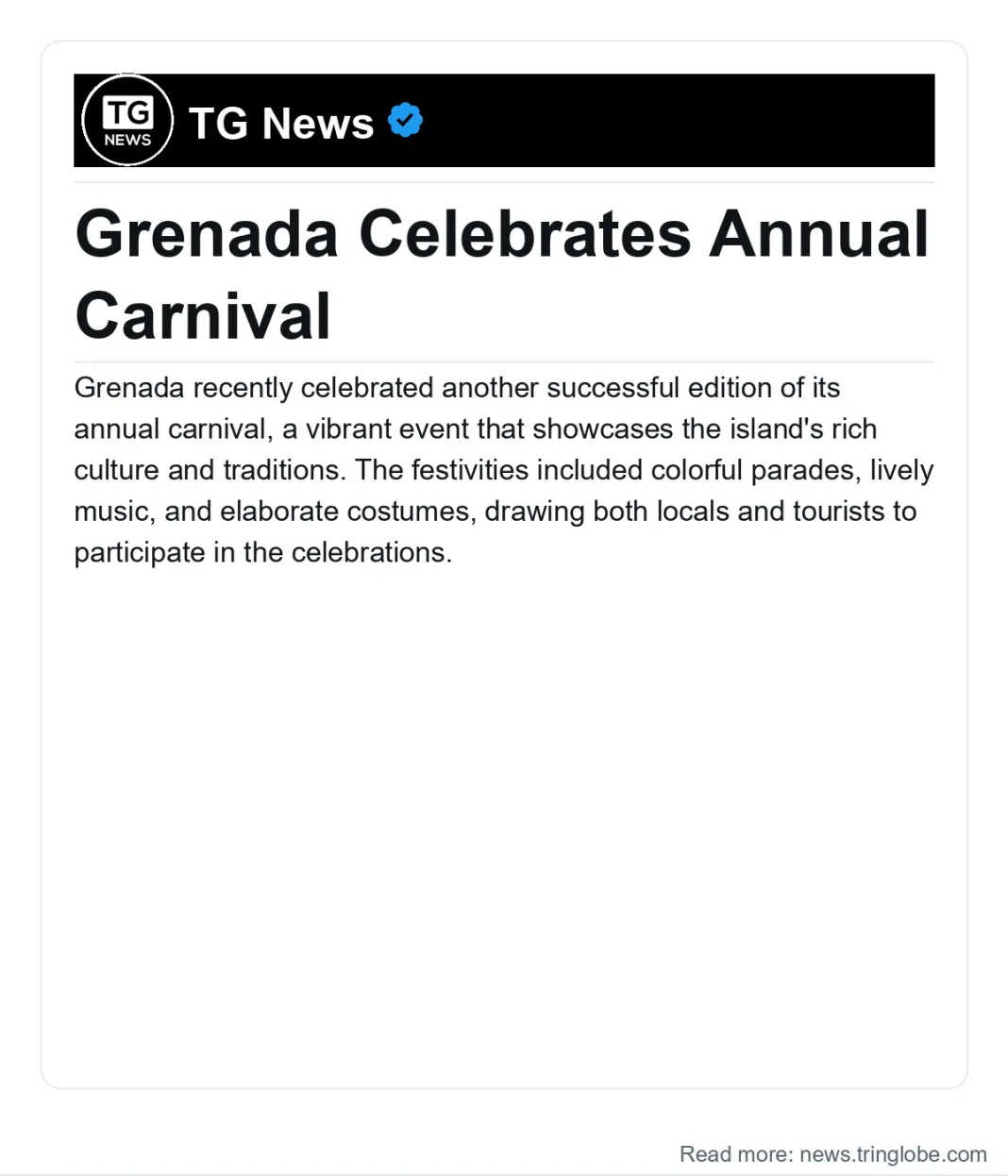 Grenada: Grenada Celebrates Annual Carnival