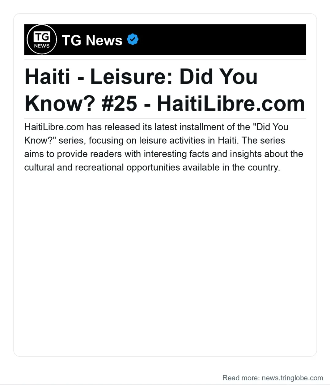 Haiti: Haiti – Leisure: Did You Know? #25 – HaitiLibre.com