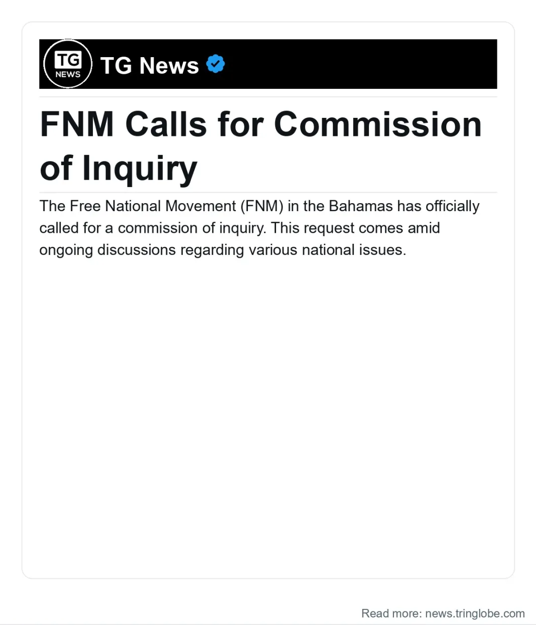 Bahamas: FNM Calls for Commission of Inquiry