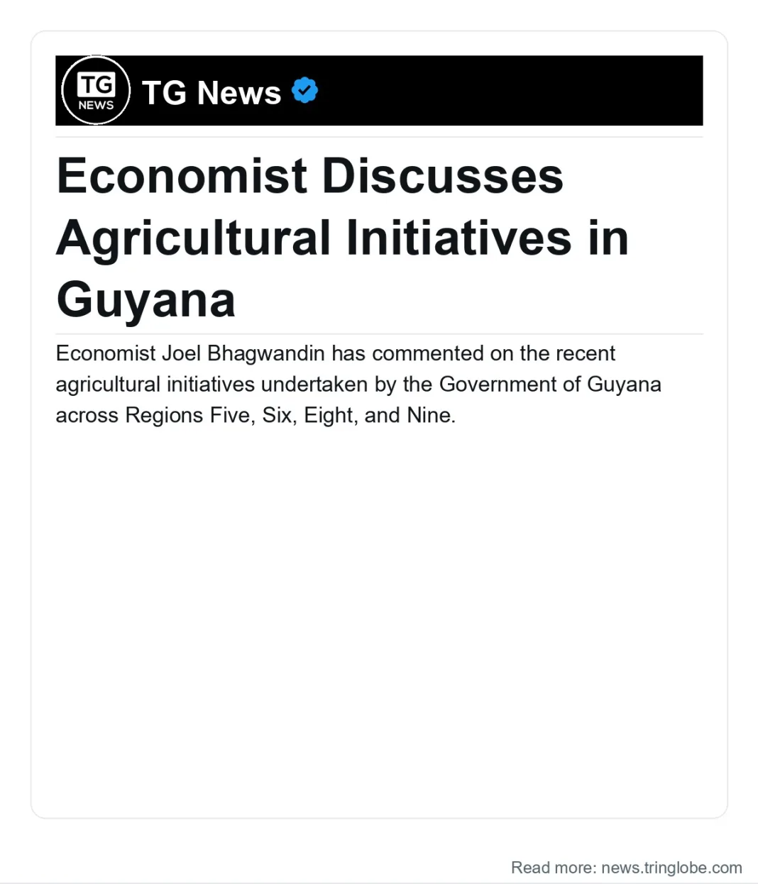 Guyana: Economist Discusses Agricultural Initiatives in Guyana