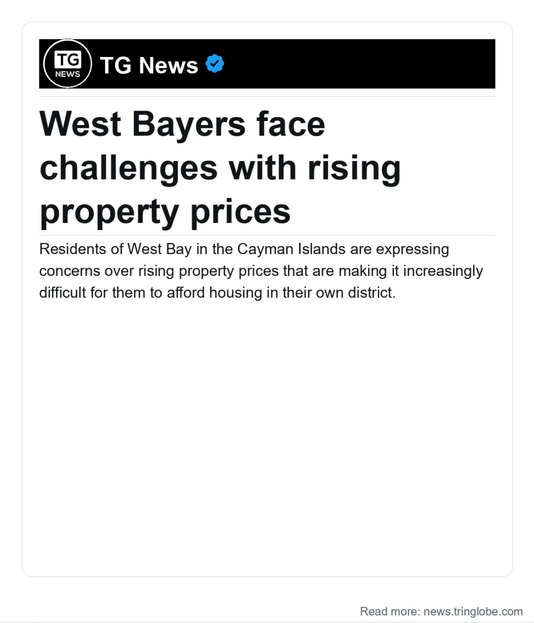 Cayman Islands: West Bayers face challenges with rising property prices