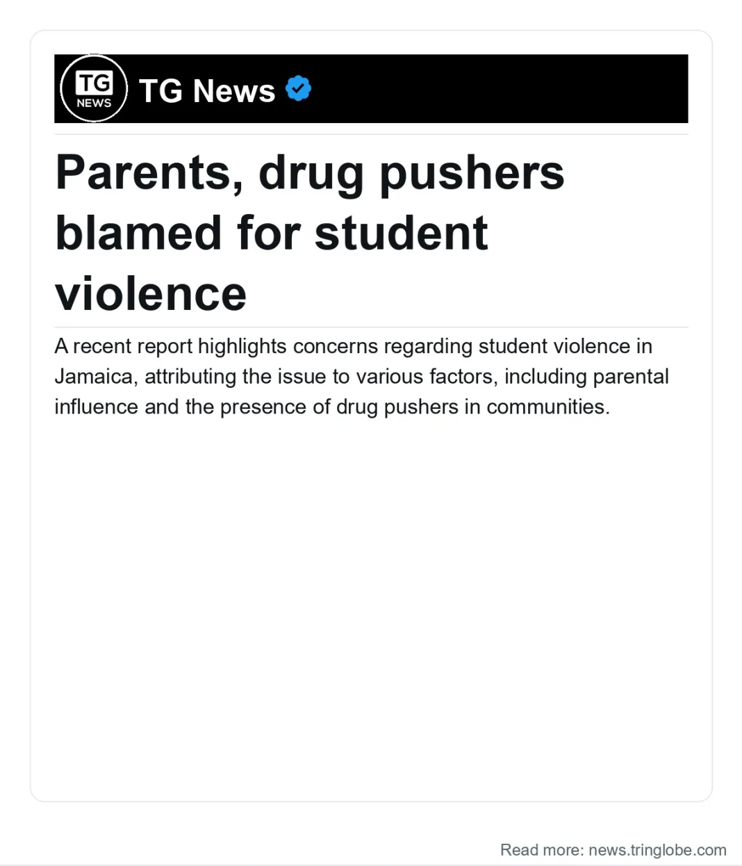Jamaica: Parents, drug pushers blamed for student violence
